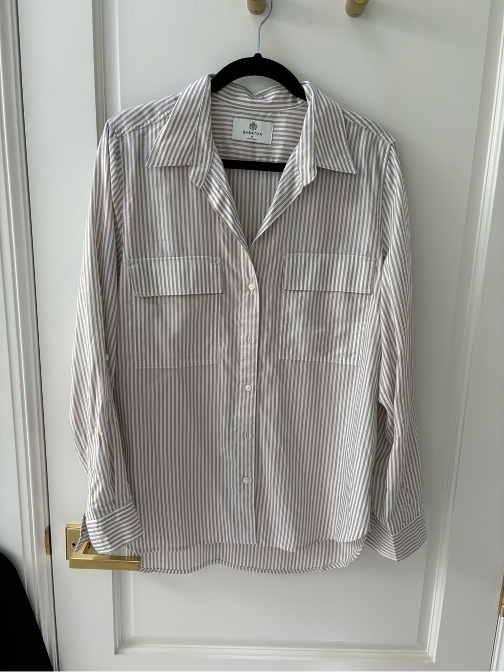 Babaton Utility Shirt - warm taupe/white